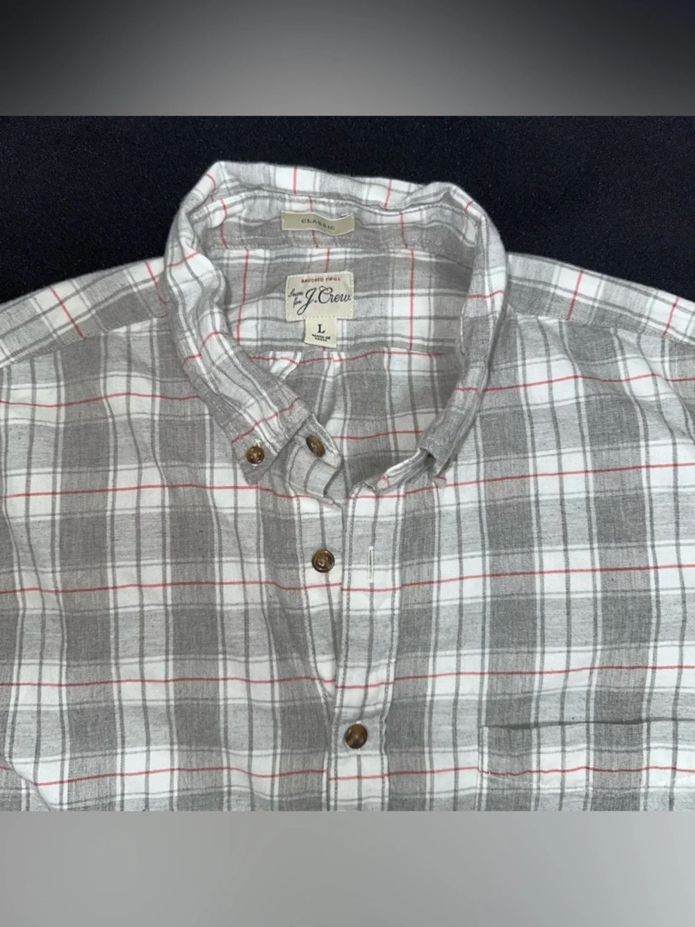 J.Crew Men's Gray Plaid Button-Down Shirt‎ lightweight flannel size large